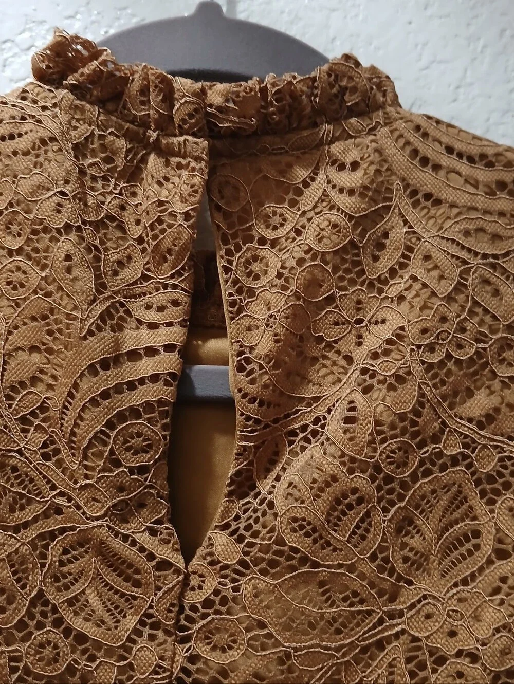 Forever 21 new M Mustard Lace Ruffle Mini Dress